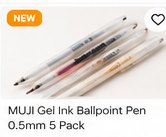 MUJI Gel Ink Ballpoint Pen 0.5mm 5 Pack