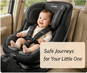 Child seated safely in a Combi car seat