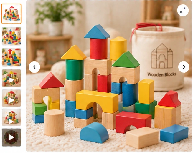 Wooden Building Blocks Set product photos and gallery