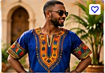Men’s Dashiki Shirt – Royal Blue Traditional Print