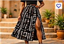 Mudcloth Midi Skirt β Earth Tone Pattern