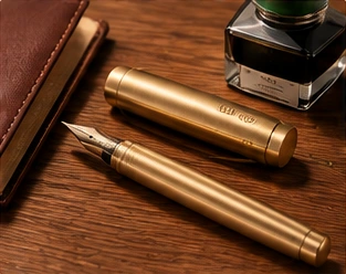 Brass Fountain Pen in use