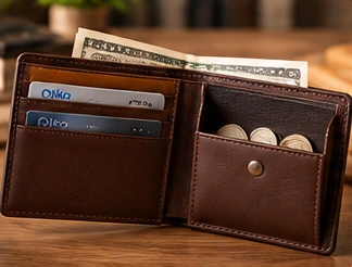 Genuine Leather Wallet in use