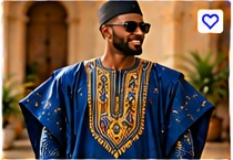 Men’s Agbada – Royal Blue with Gold Embroidery