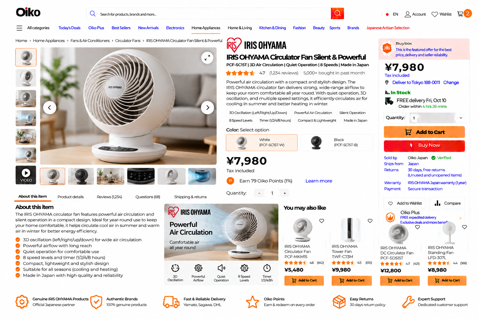 IRIS OHYAMA Circulator Fan PCF-MKM15