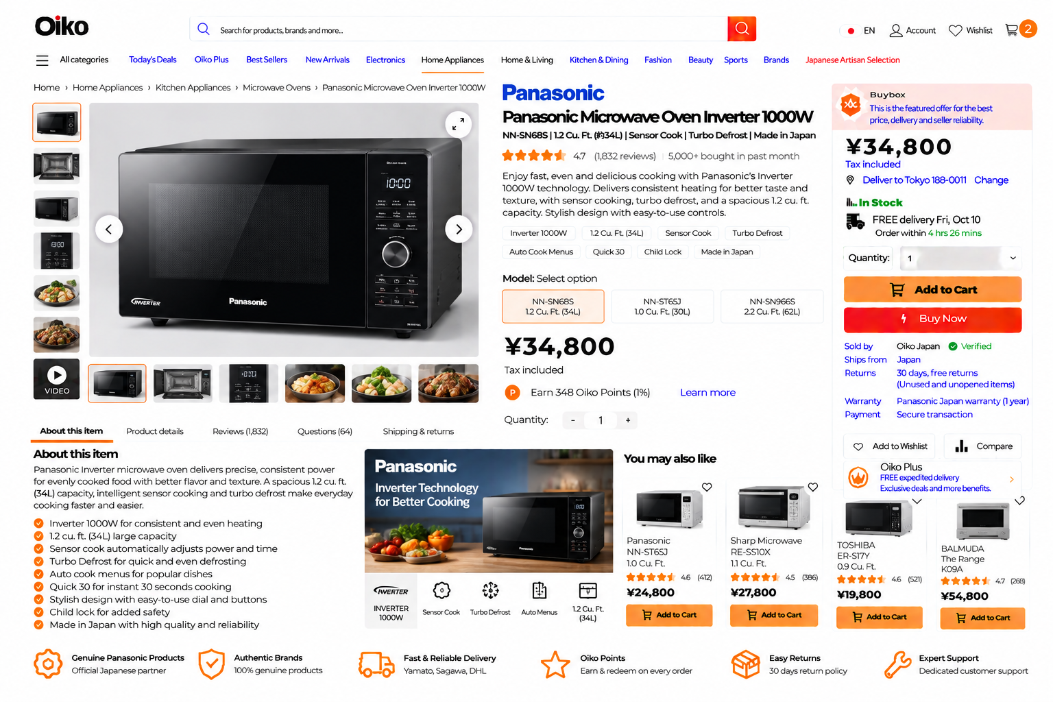 Panasonic NN-ST65J 1.0 Cu. Ft.