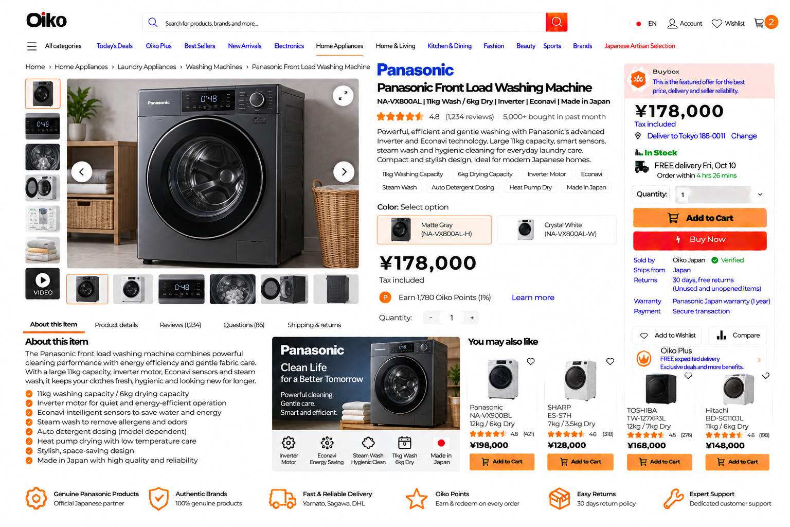 Panasonic NA-VX900BL 12kg / 6kg Dry