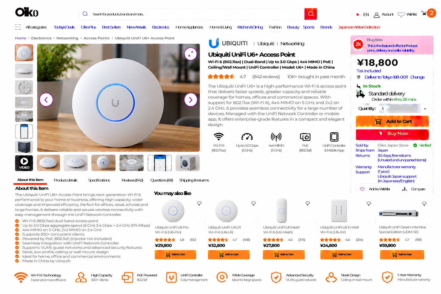 Ubiquiti UniFi U6+ Access Point