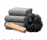 Men's Bath Set Towel + Loofah + Body Brush 3 pcs