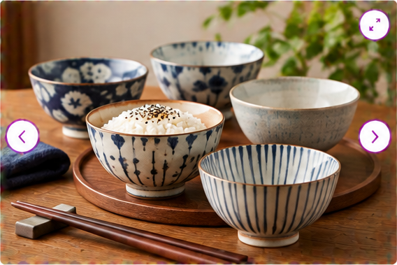 Mino Ware Japanese Rice Bowl Set (5pcs) product image 1