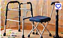 Mobility Support Set with Walker & Cane 3pcs