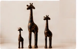 African Wooden Giraffe Figurine Set